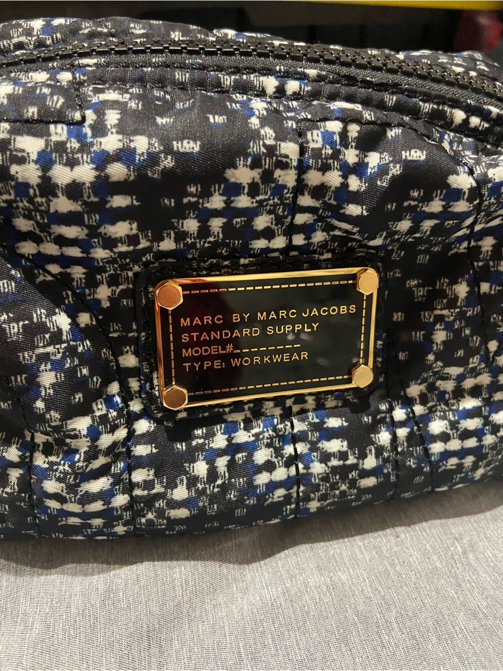 Marc by Marc Jacobs Quilted Tweed Cosmetic Pouch - Black, Navy & White - Picture 2 of 4